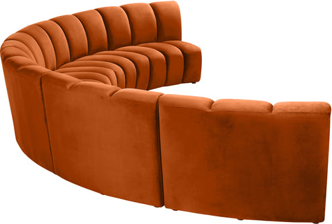 Calais Cognac Velvet 5pc. Modular Sectional PC