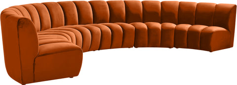 Calais Cognac Velvet 6pc. Modular Sectional PC