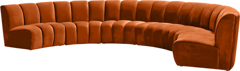Calais Cognac Velvet 6pc. Modular Sectional PC