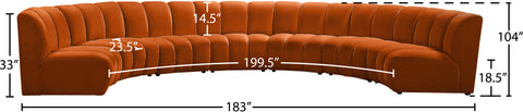 Calais Cognac Velvet 7pc. Modular Sectional PC