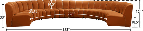 Calais Cognac Velvet 8pc. Modular Sectional PC