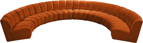 Calais Cognac Velvet 8pc. Modular Sectional PC