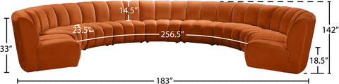Calais Cognac Velvet 9pc. Modular Sectional PC