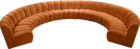 Calais Cognac Velvet 9pc. Modular Sectional PC