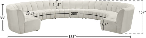 Calais Cream Velvet 10pc. Modular Sectional PC