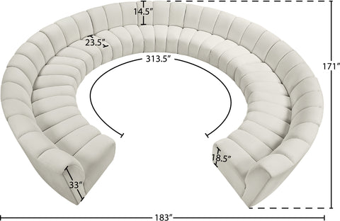 Calais Cream Velvet 11pc. Modular Sectional PC