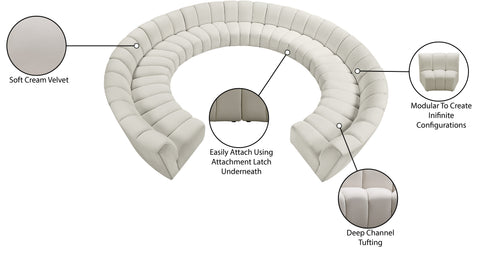 Calais Cream Velvet 11pc. Modular Sectional PC
