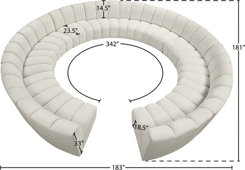 Calais Cream Velvet 12pc. Modular Sectional PC