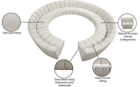 Calais Cream Velvet 12pc. Modular Sectional PC
