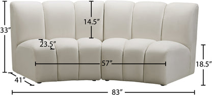 Calais Cream Velvet 2pc. Modular Sectional PC