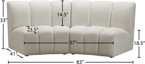 Calais Cream Velvet 2pc. Modular Sectional PC