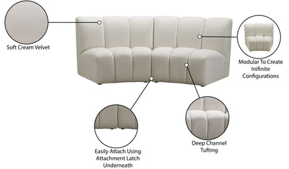 Calais Cream Velvet 2pc. Modular Sectional PC