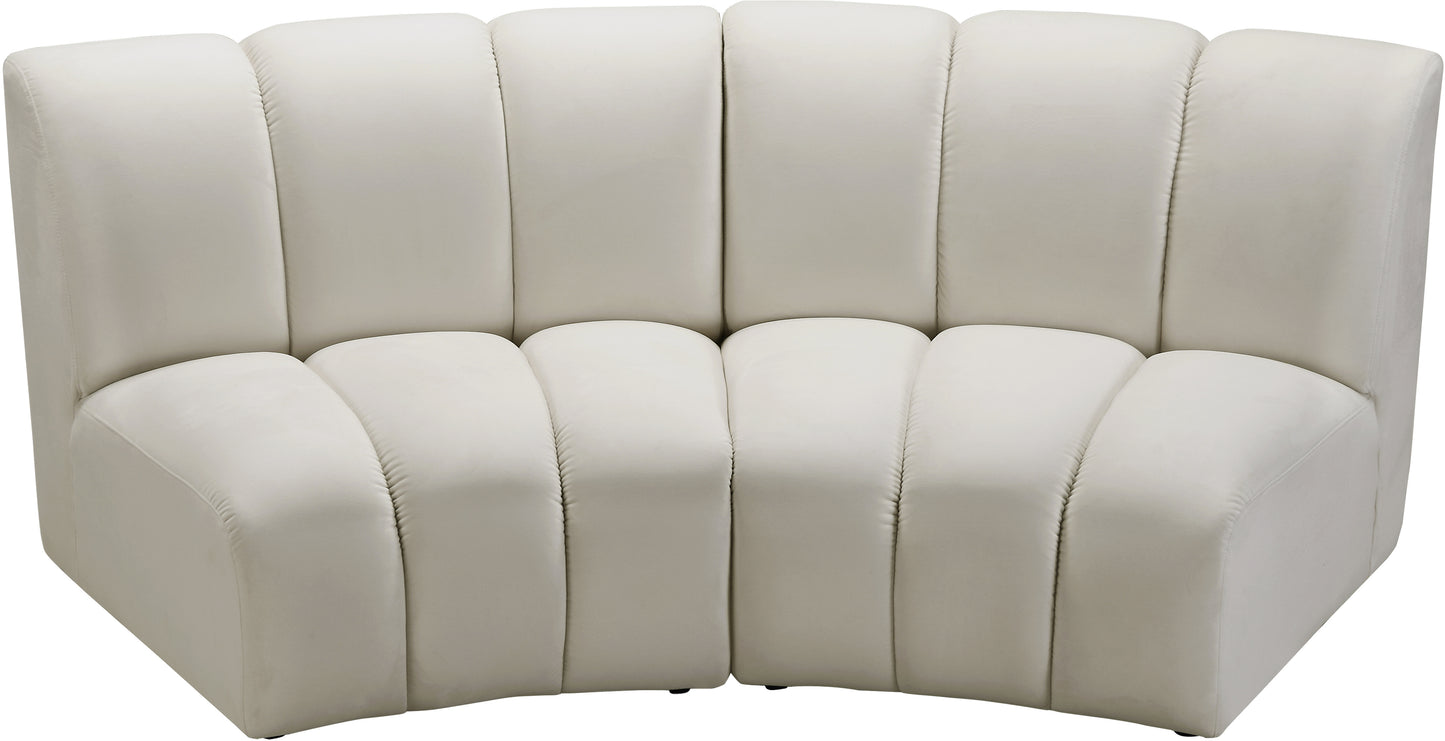 calais cream velvet 2pc. modular sectional pc