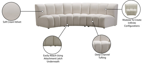 Calais Cream Velvet 3pc. Modular Sectional PC