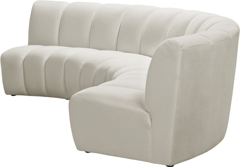 Calais Cream Velvet 3pc. Modular Sectional PC