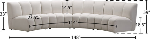 Calais Cream Velvet 4pc. Modular Sectional PC