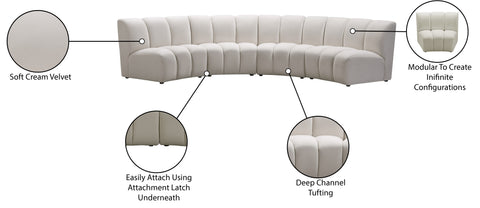 Calais Cream Velvet 4pc. Modular Sectional PC