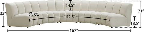 Calais Cream Velvet 5pc. Modular Sectional PC