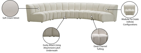 Calais Cream Velvet 5pc. Modular Sectional PC