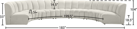 Calais Cream Velvet 7pc. Modular Sectional PC
