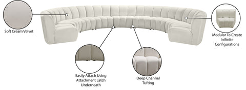 Calais Cream Velvet 9pc. Modular Sectional PC