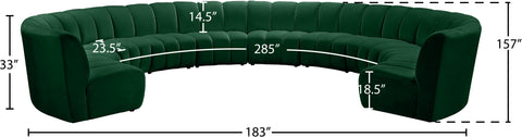 Calais Green Velvet 10pc. Modular Sectional PC
