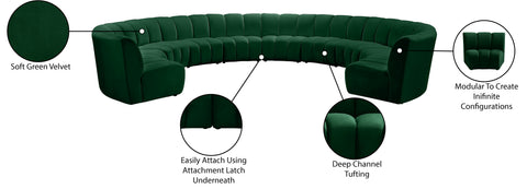Calais Green Velvet 10pc. Modular Sectional PC