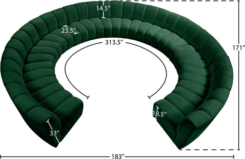 Calais Green Velvet 11pc. Modular Sectional PC