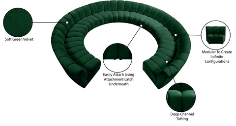 Calais Green Velvet 11pc. Modular Sectional PC