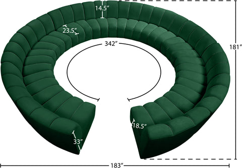 Calais Green Velvet 12pc. Modular Sectional PC