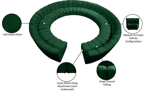 Calais Green Velvet 12pc. Modular Sectional PC
