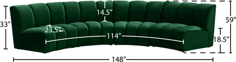 Calais Green Velvet 4pc. Modular Sectional PC