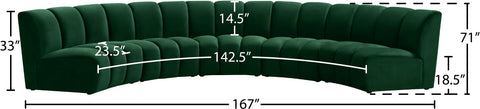 Calais Green Velvet 5pc. Modular Sectional PC