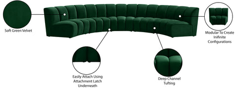 Calais Green Velvet 5pc. Modular Sectional PC