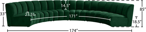 Calais Green Velvet 6pc. Modular Sectional PC