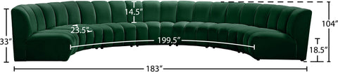 Calais Green Velvet 7pc. Modular Sectional PC