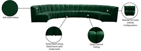 Calais Green Velvet 7pc. Modular Sectional PC