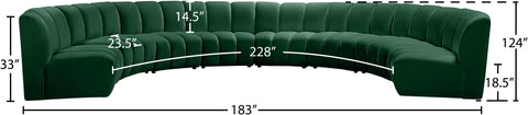 Calais Green Velvet 8pc. Modular Sectional PC