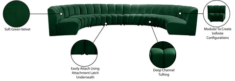 Calais Green Velvet 8pc. Modular Sectional PC