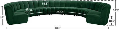 Calais Green Velvet 9pc. Modular Sectional PC