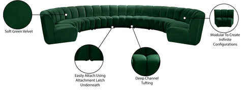 Calais Green Velvet 9pc. Modular Sectional PC
