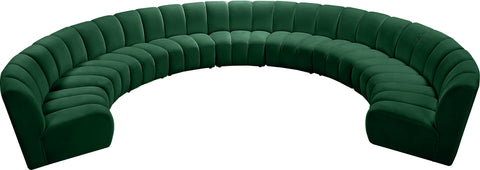 Calais Green Velvet 9pc. Modular Sectional PC