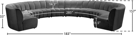 Calais Grey Velvet 10pc. Modular Sectional PC