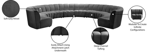 Calais Grey Velvet 10pc. Modular Sectional PC