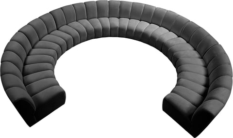 Calais Grey Velvet 10pc. Modular Sectional PC