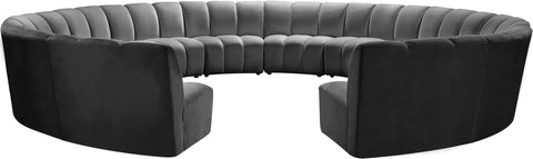 Calais Grey Velvet 12pc. Modular Sectional PC