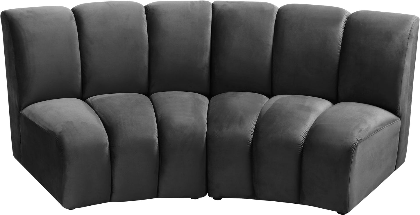 calais grey velvet 2pc. modular sectional pc