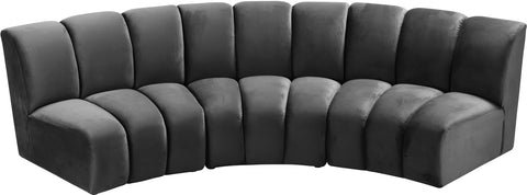 Calais Grey Velvet 3pc. Modular Sectional PC