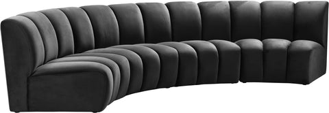 Calais Grey Velvet 4pc. Modular Sectional PC