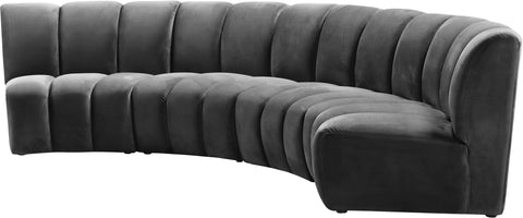 Calais Grey Velvet 4pc. Modular Sectional PC